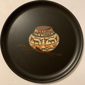Couroc Vintage MCM Inlaid Pottery Design Plate‎ Serveware HTF